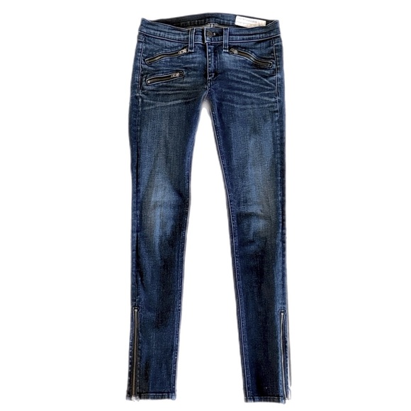 Rag & Bone Moto Skinny Jeans with Zipper Pockets and Ankles in Kensington 26 - Picture 4 of 6
